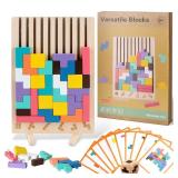 JONEG Games for 3+ Year Olds Kids- Wooden Stacking Puzzles - Brain Teasers 3D Russian Blocks Board - STEM Montessori Toys for Ages 3 4 5 6 7 10 - Gift for Toddlers Classroom Travel