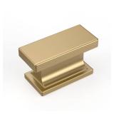 Amerdeco 10 Pack Champagne Bronze Cabinet Knobs 1.46 Inch(37mm) Solid Gold Kitchen Cabinet knobs Rectangle Brushed Brass Drawer Knob for Bathroom Cabinets ZH00013