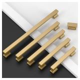 Amerdeco 10 Pack Champagne Bronze Cabinet Knobs 1.46 Inch(37mm) Solid Gold Kitchen Cabinet knobs Rectangle Brushed Brass Drawer Knob for Bathroom Cabinets ZH00013