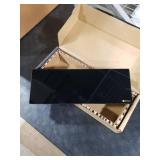 Desktop Black Glass Dry Erase Board with Wood Organizers for Small Office Supplies, Desk Whiteboard with Drawer for Home Office Cubicle, Accessories Included, Yeoux