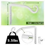 FEED GARDEN Hand-Forged Hanging Plant Bracket Iron Wall Hook for Hanging Plant,Bird Feeders, Wind Chimes, Flower Baskets, Lanterns, Yoga Mat, Indoor/Outdoor Use 6 Inch 2 Pack, White