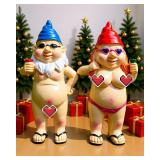 Leverse 2 PCS Garden Gnomes, 4.7 Inch Outdoor Statues, Funny Garden Gnomes Decorations for Yard, Lawn, Patio, Unique Home Decor Gifts for Woman, Man, Easter, Halloween, Christmas, Housewarming