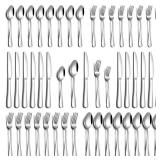 PHILIPALA Bulk Piece Silverware Set, Stainless Steel Flatware Set for 8 Food Grade Novelty Flatware Cutlery Utensil Set Include Knife Fork Spoon Mirror Polished Dishwasher Safe