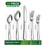 PHILIPALA Bulk Piece Silverware Set, Stainless Steel Flatware Set for 8 Food Grade Novelty Flatware Cutlery Utensil Set Include Knife Fork Spoon Mirror Polished Dishwasher Safe