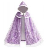 Hulaha Girls Warm Princess Velvet Hooded Cape Kids Play Party Cape Girls Dress up Coloak Purple 5-7Years