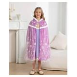Hulaha Girls Warm Princess Velvet Hooded Cape Kids Play Party Cape Girls Dress up Coloak Purple 5-7Years