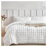 Tokokimo Fluffy Duvet Cover Set Queen Size, Faux Fur Duvet Cover Set Soft Reversible Bedding Set, White Comforter Cover with 2 Pillow Cases, All Season Fuzzy Comforter Cover Set