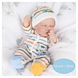 CARANOVO Lifelike Reborn Baby Dolls - 12 Inch Full Body Vinyl Realistic Baby Doll Sleeping Newborn Real Life Small Baby Doll for 3 + Year Old Kids