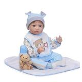 Reborn Baby Doll Clothes Boy 5pcs for 17- 18 inch Reborn Doll Boy Blue Outfit Set