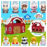 Aigybobo Farm Animals Big Barn Toys for 1 2 3 Year Old, Toddler Montessori Learning Toy, Farm Playset with Animal Figures and DIY Stickers, Christmas Birthday Gift for Baby Boys Girls Age 12-18 Months