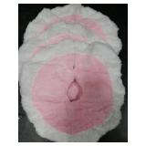 Civaner 3 Pack Faux Fur Mini Winter Tree Plush Skirt Pink with White Plush Tree Mat 15 Inches Skirt for Winter Holiday Party Indoor Outdoor Home Decoration