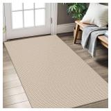 KOZYFLY Rugs for Entryway 3x5 ft Washable Area Rug Non Slip Rubber Backed Entry Rug Woven Indoor Door Mat Cotton Kitchen Rugs Floor Carpet for Entryway, Foyer, Backdoor, Ivory/Khaki