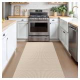 KOZYFLY Rugs for Entryway 3x5 ft Washable Area Rug Non Slip Rubber Backed Entry Rug Woven Indoor Door Mat Cotton Kitchen Rugs Floor Carpet for Entryway, Foyer, Backdoor, Ivory/Khaki