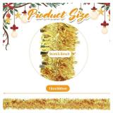 Ceenna 150 Feet Christmas Tinsel Garland Metallic Twist Garland Shiny Hanging String Ornaments for Christmas Tree Party Supplies Indoor and Outdoor Decoration(Gold)