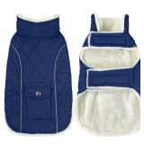 Malier Dog Winter Coat, Windproof Dog Cold Weather Coats with Real Pocket, Winter Extra Warm Pet Coat Fleece Jacket Reflective Clothes for Small Medium Large Dogs and Puppy (Blue, X-Large)