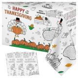 3 Pack Thanksgiving Coloring Tablecloth for Kids, Happy Thanks Giving Table Cloth - 137 x 54 Inches Jumbo Paper Fall Turkey Pumpkin Coloring Table Cover Poster Activity for Thanksgiving Tables Decor