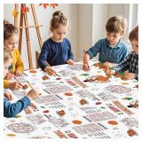 3 Pack Thanksgiving Coloring Tablecloth for Kids, Happy Thanks Giving Table Cloth - 137 x 54 Inches Jumbo Paper Fall Turkey Pumpkin Coloring Table Cover Poster Activity for Thanksgiving Tables Decor
