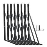 8 Pack L14 x H 10 Black Heavy Duty Shelf Brackets with Screws Metal Shelf Brackets Shelf Support Angle Brackets for Shelves L Brackets Heavy Duty Floating Shelf
