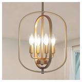 Gold Chandelier for Dining Room Light Fixture, 4 Light Entryway Light Fixture, Adjustable Modern Farmhouse Chandelier Foyer Lighting Fixtures Rustic Kitchen Chandelier for Entryway, Foyer, Living Room