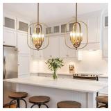 Gold Chandelier for Dining Room Light Fixture, 4 Light Entryway Light Fixture, Adjustable Modern Farmhouse Chandelier Foyer Lighting Fixtures Rustic Kitchen Chandelier for Entryway, Foyer, Living Room