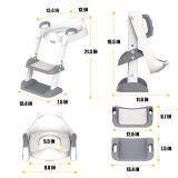 HBTower Potty Training Seat with Step Stool Ladder for Toddlers, Adjustable Kids Toilet Seat with Splash Guard, Anti-Slip Pads & Safety Handles, Comfortable Potty Chair for Boys & Girls (Grey)