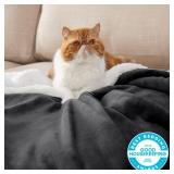 Bedsure GentleSoft Sherpa Fleece Blankets Queen Size for Bed - Thick and Warm Throw for Women and Men, Soft Fuzzy Plush Queen Blanket for Winter, Charcoal, 90x90 Inches