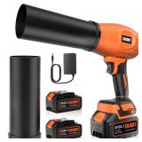 SNJORT Leaf Blower Cordless with Battery and Charger,980,000 RPM,Extended Nozzle,Lightweight Handheld Design,Blower for Patio, Lawn, Yard, Deck Cleaning Reddish Orange