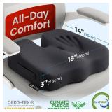 Seat Cushion for Office Chairs - Tailbone, Coccyx Pain Relief - Butt, Pressure & Sciatica Relief - Gaming, Wheelchair, Car & Desk Pillow, Black