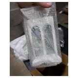 DECORKEY Lanterns Decorative Indoor & Outdoor, Medium Hanging Home Decor, Vintage Metal Decorative Candle Lanterns for Outdoor Patio Wedding Party White with Black Brush