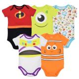 Disney Pixar Infant Baby Boys 5 Pack Bodysuits 12 Months