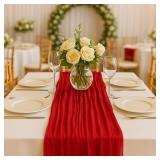 10FT Red Cheesecloth Table Runner 120 Inch Rustic Boho Gauze Cheese Cloth Table Runner for Wedding Baby Shower Bridal Shower Birthday Party Home Decorations