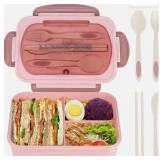 Pink Bento Lunch Box with Utensils