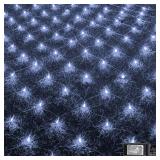 FUNPENY Christmas Net Lights, 9.8ft x 6.6ft 200 LED Clear Wire Mesh Decor with 8 Modes Waterproof Connectable Xmas Decorations for Outdoor Outside Bushes Yard Lawn Patio Tree Garden Party (White)