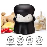 OTOTO Gracula Garlic Crusher, Garlic Mincer, Also for Ginger, Nuts, Chili, Herbs - Twist Top Mincer & Easy Squeeze Manual Press Peeler, Goth Gifts