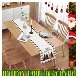 Oeyliz Christmas Table Runner Merry Christmas White Black Table Runner Plaid Table Runner Christma Tree Table Decor Coffee Tables Runner 13x72 Inch Xmas Kitchen Table Xmas Farmhouse Home Party Decor