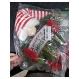 Sggvecsy Christmas Wreath Gnome Wreath with Lights Santa Gnome Christmas Hanging Sign Front Door Decoration Artificial Pine Spruce Wreath Swedish Tomte Wall Decor for Indoor Outdoor Home Xmas Porch