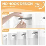 River Dream White Fabric Shower Curtain or Liner with Sheer Window, No Liner Included or Needed, Water Repellent, Machine Washable, 71x74 inches