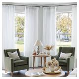 COMON HOME White Pinch Pleated Curtains 102 Inches Long for Living Room Bedroom Light Filtering Pinch Pleat Linen Curtain Neutral Boho Farmhouse Snow White Pleated Drapes with Hooks Rings Clips Set