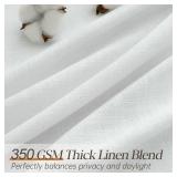 COMON HOME White Pinch Pleated Curtains 102 Inches Long for Living Room Bedroom Light Filtering Pinch Pleat Linen Curtain Neutral Boho Farmhouse Snow White Pleated Drapes with Hooks Rings Clips Set