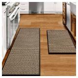 eqivei Kitchen Rugs and Mats Non Skid Washable Set of 2 PCS, Absorbent Runner Rugs for Kitchen, Front of Sink, Kitchen Mats for Floor, 17.3x 47+17.3x 29 (Black)