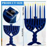 Bokon Electric Hanukkah Menorah Wooden Menorah Candleholder with 9 Branch LED Chanukah Candle Battery Powered Flameless Chanukah Candles Light up for Hanukkah