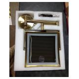 WZKALY Rechargeable Wall Mounted Makeup Mirror with Lights, 4000mAh Double Sided 1X/10X Magnifying Vanity Mirror with 3 Color Lights, Touch Dimmable, 360° Extension Foldable Arm (Antique Brass)