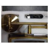 WZKALY Rechargeable Wall Mounted Makeup Mirror with Lights, 4000mAh Double Sided 1X/10X Magnifying Vanity Mirror with 3 Color Lights, Touch Dimmable, 360° Extension Foldable Arm (Antique Brass)