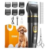 oneisall Dog Clippers Low Noise, Pro Dog Grooming Clippers Kit with Rechargeable Cordless Shaver Trimmer for Dogs Cats, IPX7 Waterproof Pet Clippers Grooming at Home