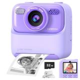 Kids Instant Digital Cameras for Boys and Girls, 1080P HD Dual-Lens Selfie Digital Camera with Print Paper & 32G Card, Christmas Birthday Gifts Toys for Toddler and Teenagers Age 3-16 Years Old