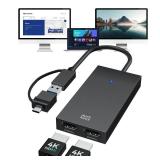 Minthouz 4K HDMI Splitter for Dual Monitors, DisplayLink Certified Dual Monitor Splitter, USB 3.1 to HDMI Adapter for Windows 10/11 & MacBook M1/M2/M3/M4, Support for Dell/HP/Lenovo/Surface Laptops