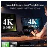 Minthouz 4K HDMI Splitter for Dual Monitors, DisplayLink Certified Dual Monitor Splitter, USB 3.1 to HDMI Adapter for Windows 10/11 & MacBook M1/M2/M3/M4, Support for Dell/HP/Lenovo/Surface Laptops
