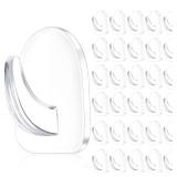 Queekay 30 Pieces Clear Adhesive Wall Hooks for Hanging, Transparent Reusable Seamless Hooks Small Acrylic Sticky Hangers with Non Marking Sticker for Kitchen Bathroom Bedroom Office