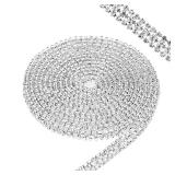 2 Yards Rhinestone Trim Silver Ribbon Silver Crystal Close Crystal Claw Chain Rhinestone Cup Diamond Chain Trimming Clear Trim for Craft Jewelry Wedding Bouquet DIY Decoration