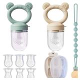 4 Pack Stylish Anti-Drop Baby Fruit Feeder & Breastmilk Popsicle Molds for Teething with Lids, The Perfect Food Feeder, Teether Pacifier, Easy-to-Clean Silicone Feeder Teethers, Extra Silicone Clips